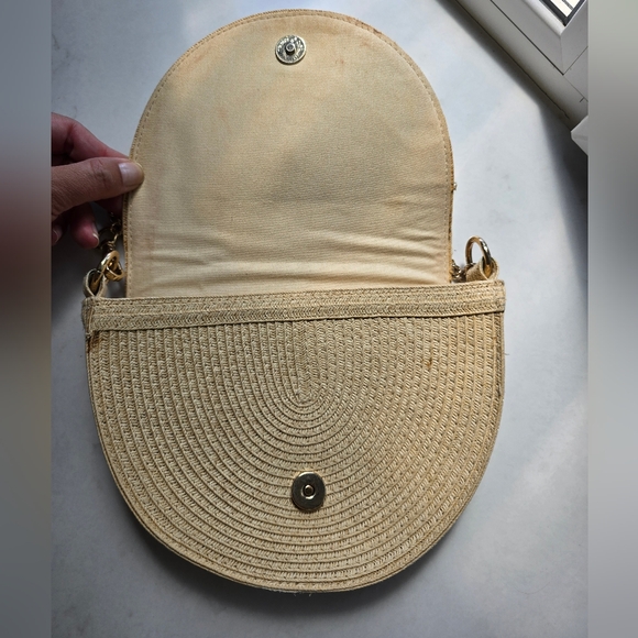 Straw Crossbody Half Moon Bag - Picture 5 of 9